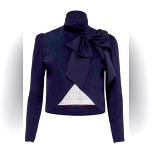 Alice+Olivia Addison Bow-Collar Cropped Jacket